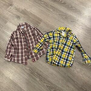 Two Long Sleeve Button Down Plaid Dress Shirts 24 months